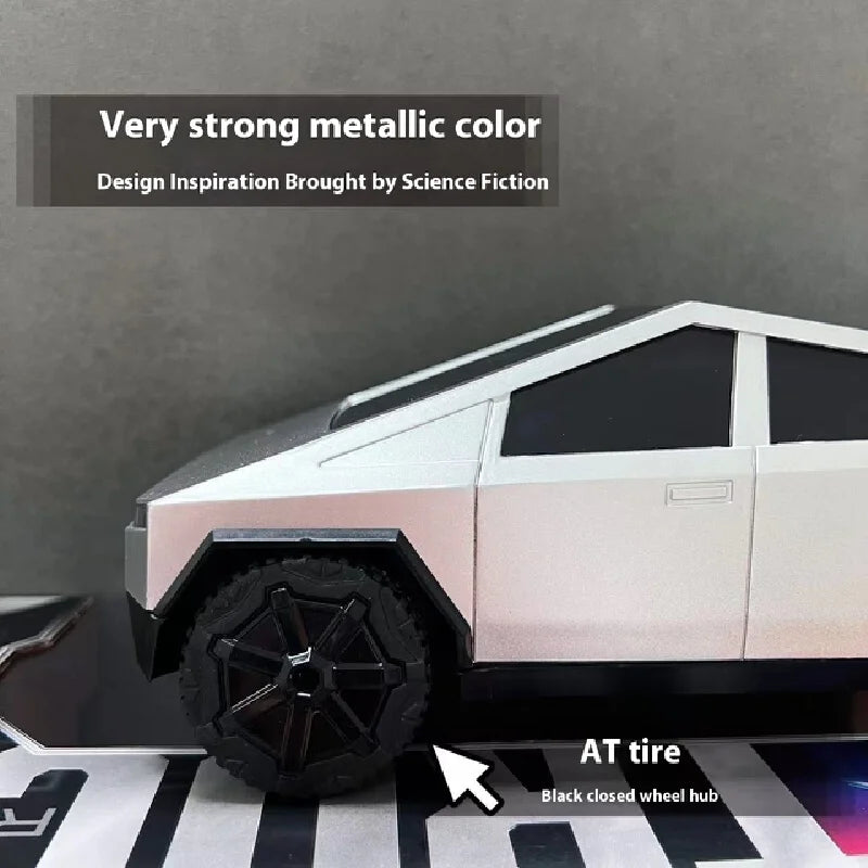 1:24 Tesla Cybertruck Alloy Car Model Die-Cast Metal Toy Off-Road Vehicle Truck Model Simulation Sound And Light Children'S Gift