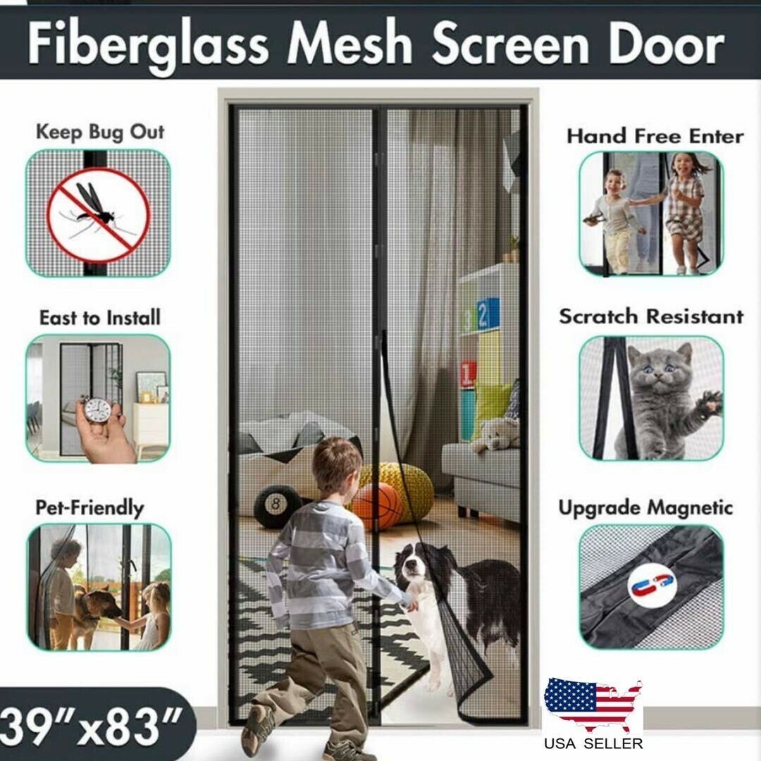 Retractable Magnetic Screen Door for Pets, Hands-Free Mosquito Net