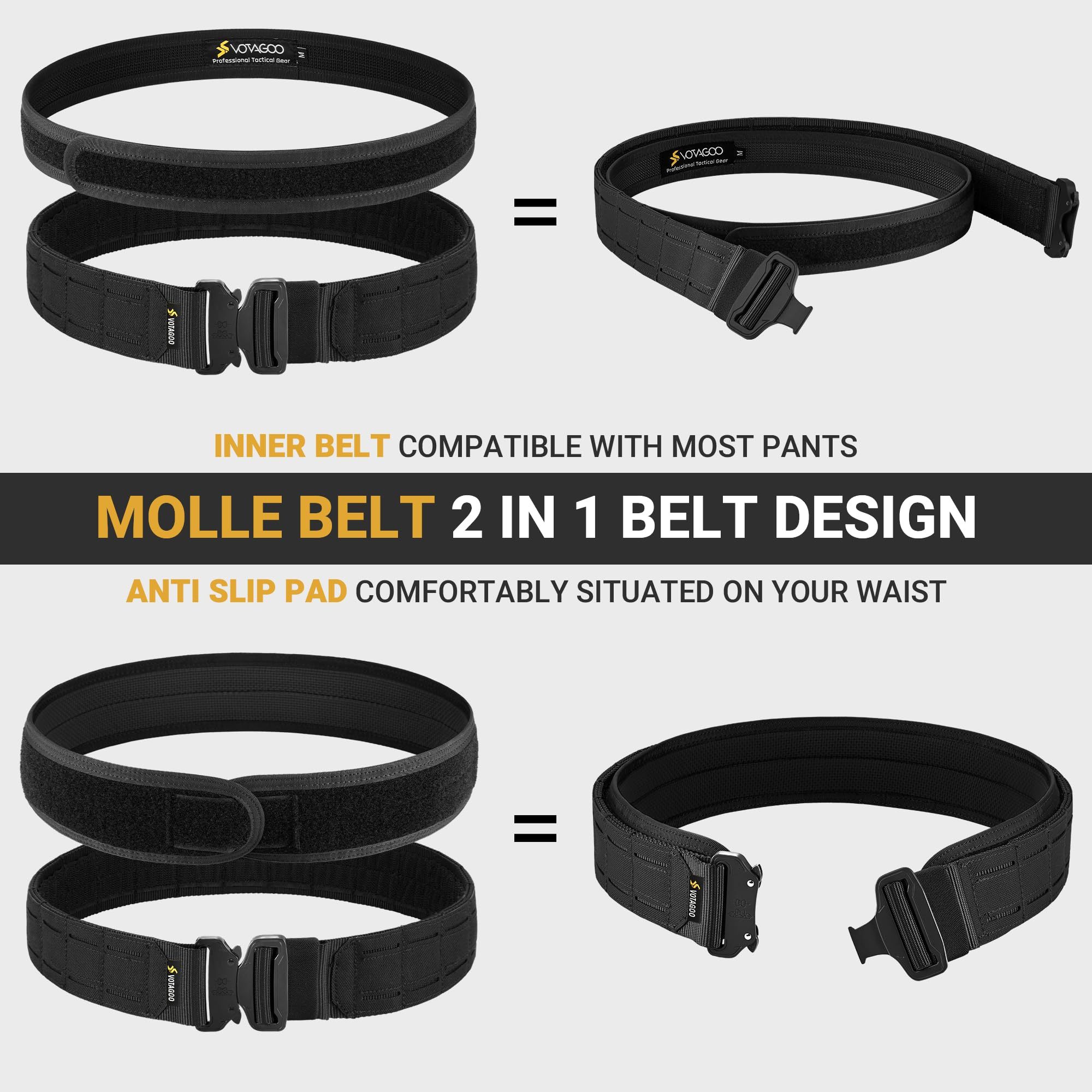 Tactical Molle Belt with Quick Release Buckle and Anti-Slip Pad