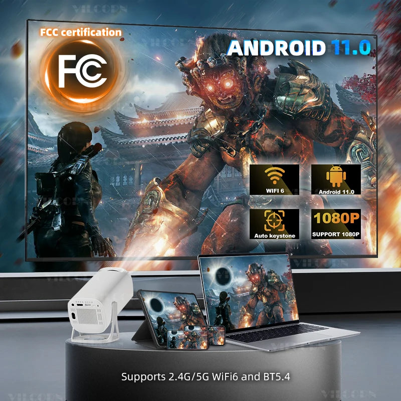 S40MAX Android 11 Gaming Projector Home Theater Wireless Gaming Controller Dual WIFI 1280*720P For MirrorCast/Youtube/Disney+