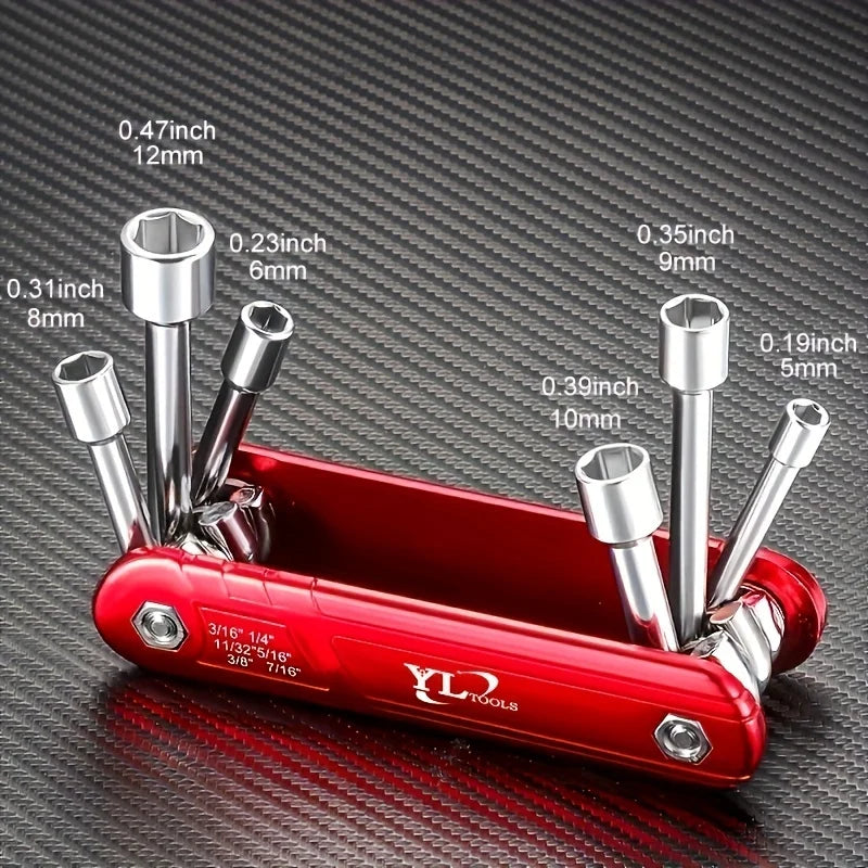 Portable Sleeve Tool Combos Set, Folding Socket Wrench, Multifunction Household Tools, Outdoor, 6"