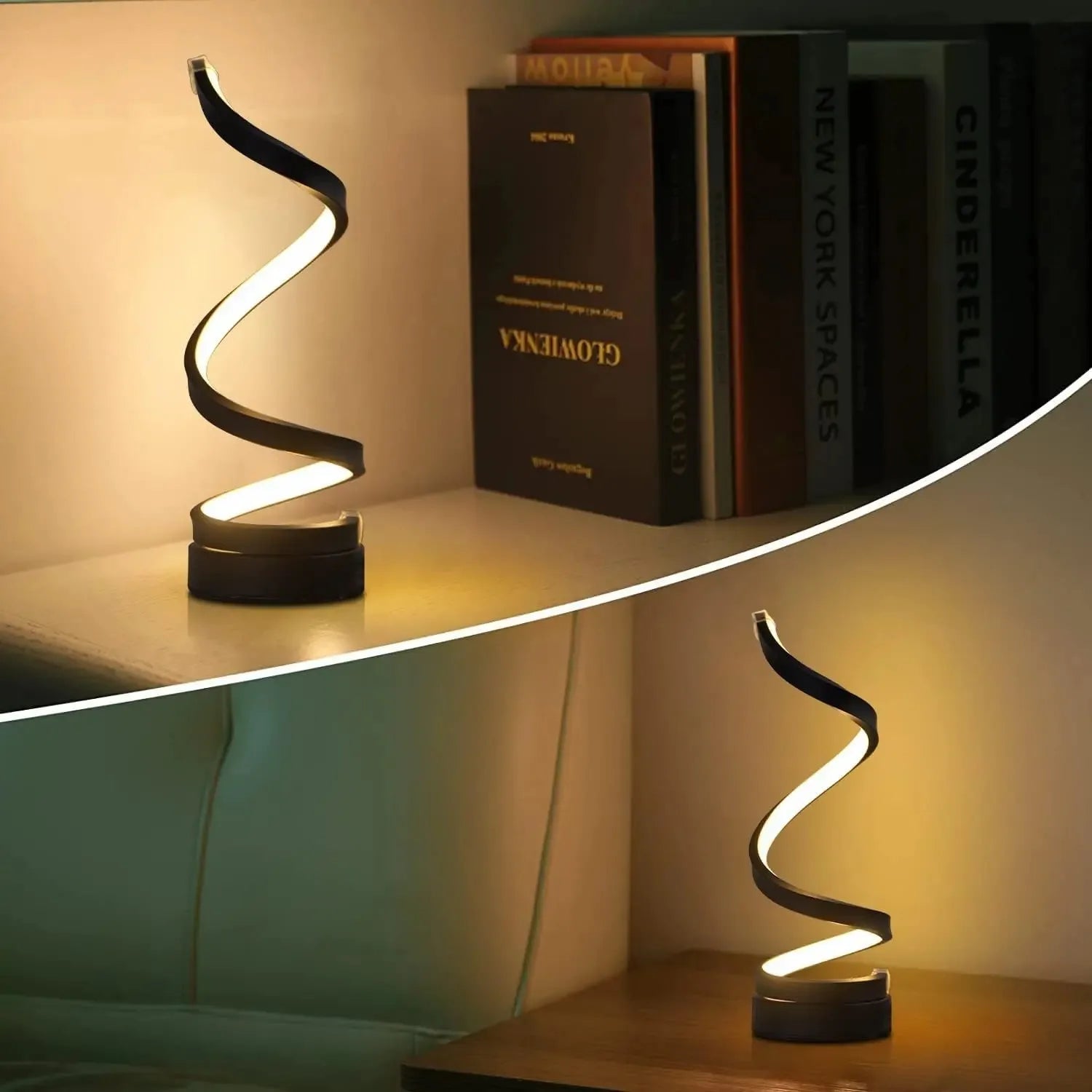 Table Lamps for Living Room,Modern Spiral Dimmable LED Table Lamp, Small Bedside Lamps, Nightstand Lamp for Bedroom Office Home