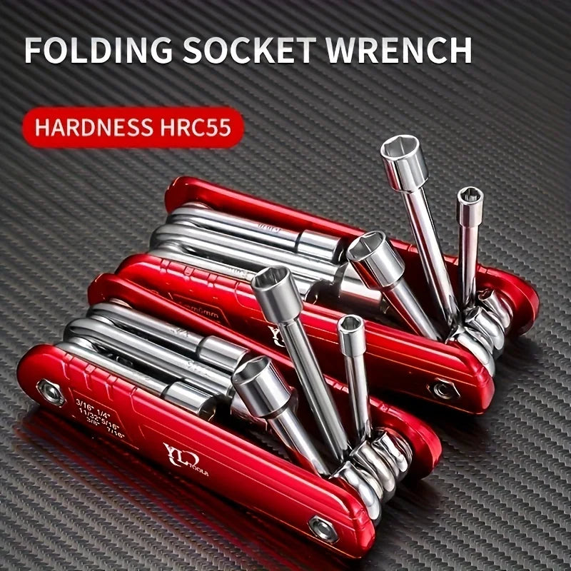 Portable Sleeve Tool Combos Set, Folding Socket Wrench, Multifunction Household Tools, Outdoor, 6"