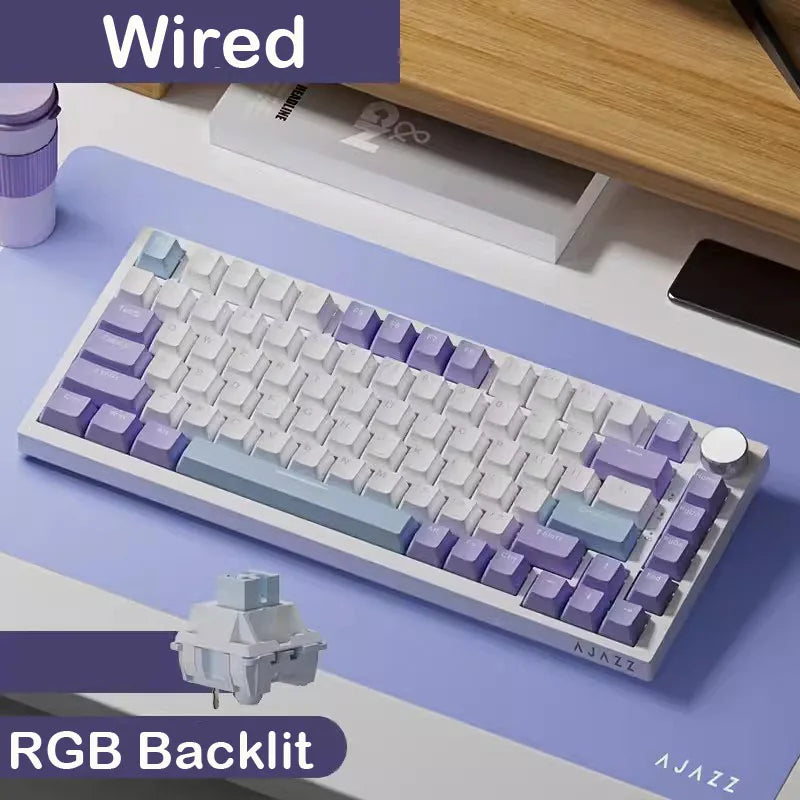 AJAZZ AK820 / AK820Pro Gaming Mechanical Keyboard 75% 82 Keys Wired Single Mode/Bluetooth Wireless Gamer Keyboard for Laptop PC