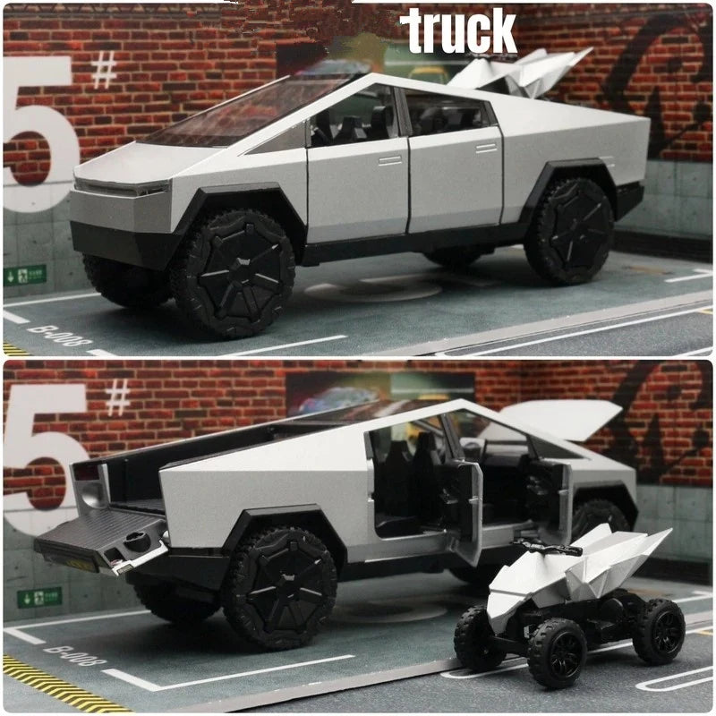 1/32 Cyber toy truck Pickup Alloy Car Truck Model Diecasts Metal Off-road Vehicles Model Simulation Sound Light Kids Toys Gift