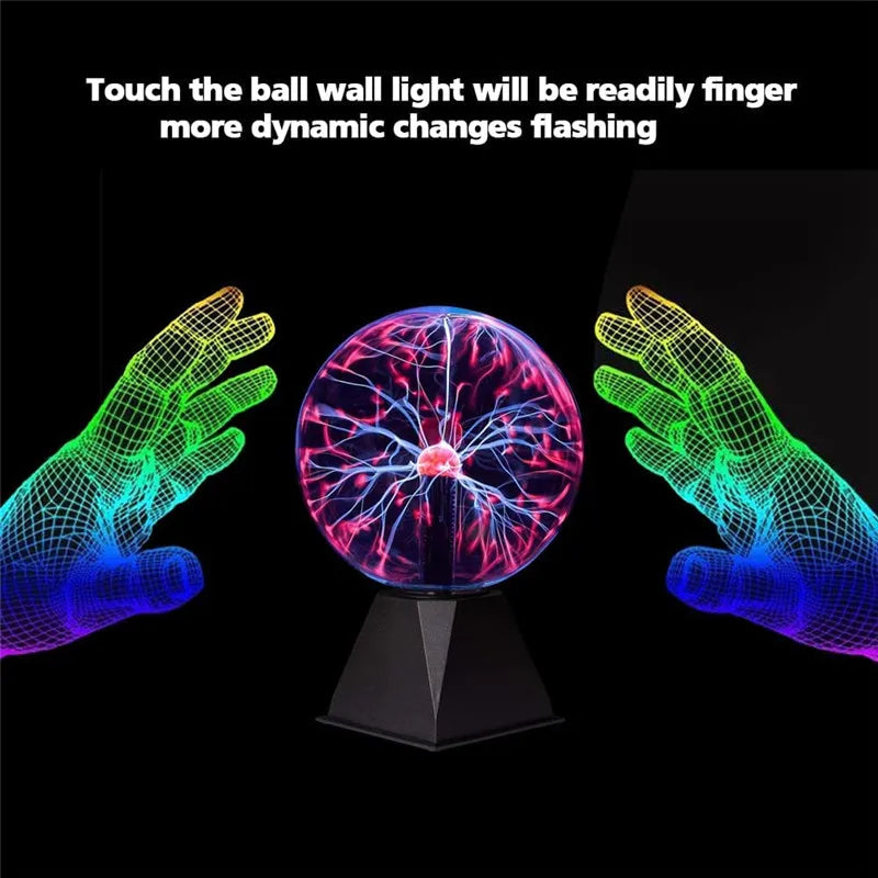 8 Inch Magic Plasma Ball Lamp Touch Glass LED Night Light Atmosphere Lights Christmas Party Bedroom Decor Kids Birthday Gift Toy