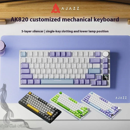 AJAZZ AK820 / AK820Pro Gaming Mechanical Keyboard 75% 82 Keys Wired Single Mode/Bluetooth Wireless Gamer Keyboard for Laptop PC